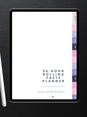 Digital Planner for Rolling 96-Hour Fasting | Weight Loss Tracker & Planner (Cotton Candy)