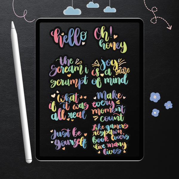 Cool Rainbow Hand-lettered Stickers